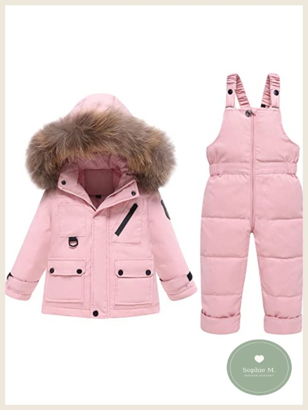 2-Piece Toddler Snow Suit with Duck Down, Waterproof Winter Coat & Pants